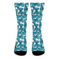 Blue Watercolor Butterfly Pattern Print Crew Socks