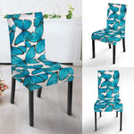 Blue Watercolor Butterfly Pattern Print Dining Chair Slipcover
