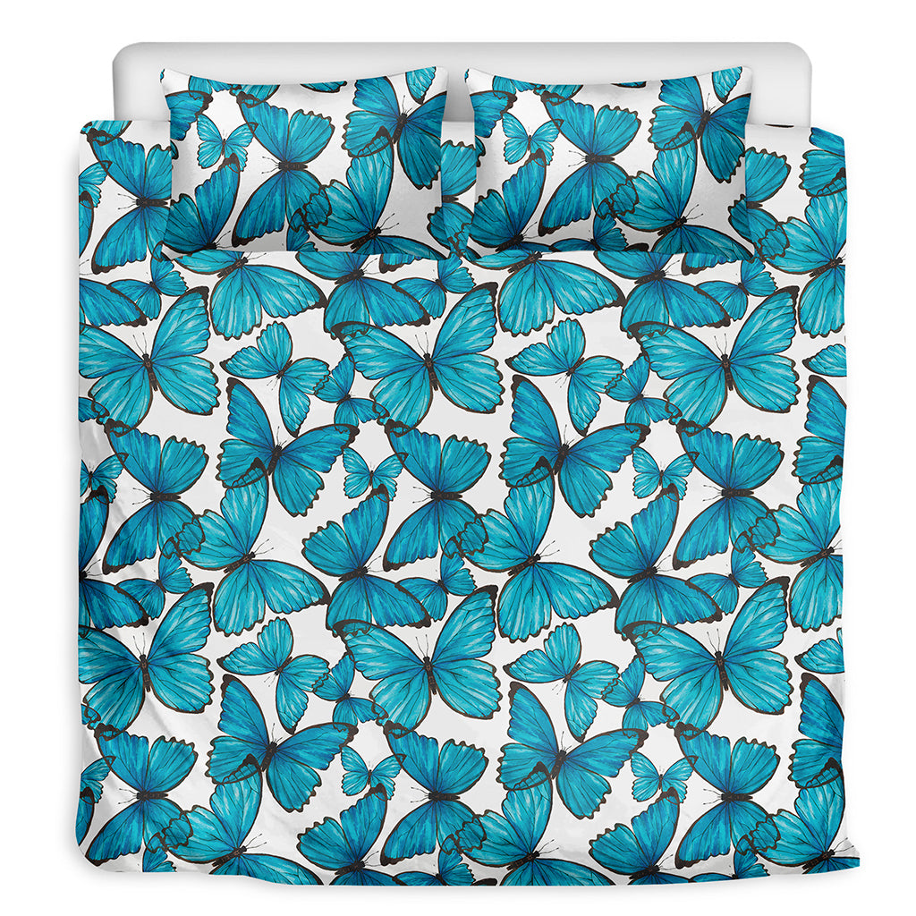 Blue Watercolor Butterfly Pattern Print Duvet Cover Bedding Set
