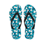 Blue Watercolor Butterfly Pattern Print Flip Flops