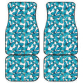 Blue Watercolor Butterfly Pattern Print Front and Back Car Floor Mats