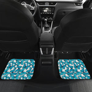 Blue Watercolor Butterfly Pattern Print Front and Back Car Floor Mats