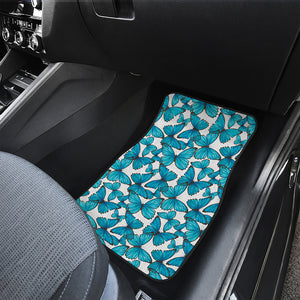 Blue Watercolor Butterfly Pattern Print Front and Back Car Floor Mats