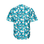 Blue Watercolor Butterfly Pattern Print Men's Baseball Jersey