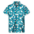 Blue Watercolor Butterfly Pattern Print Men's Short Sleeve Shirt