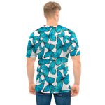 Blue Watercolor Butterfly Pattern Print Men's T-Shirt