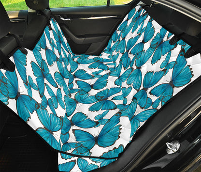 Blue Watercolor Butterfly Pattern Print Pet Car Back Seat Cover