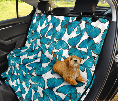 Blue Watercolor Butterfly Pattern Print Pet Car Back Seat Cover