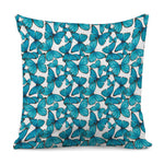 Blue Watercolor Butterfly Pattern Print Pillow Cover