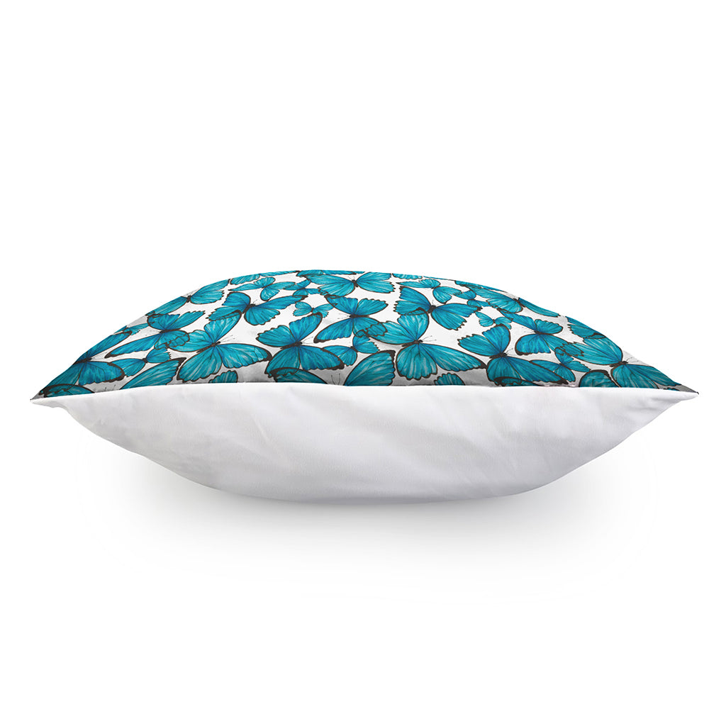 Blue Watercolor Butterfly Pattern Print Pillow Cover