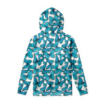 Blue Watercolor Butterfly Pattern Print Pullover Hoodie