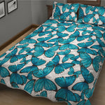 Blue Watercolor Butterfly Pattern Print Quilt Bed Set