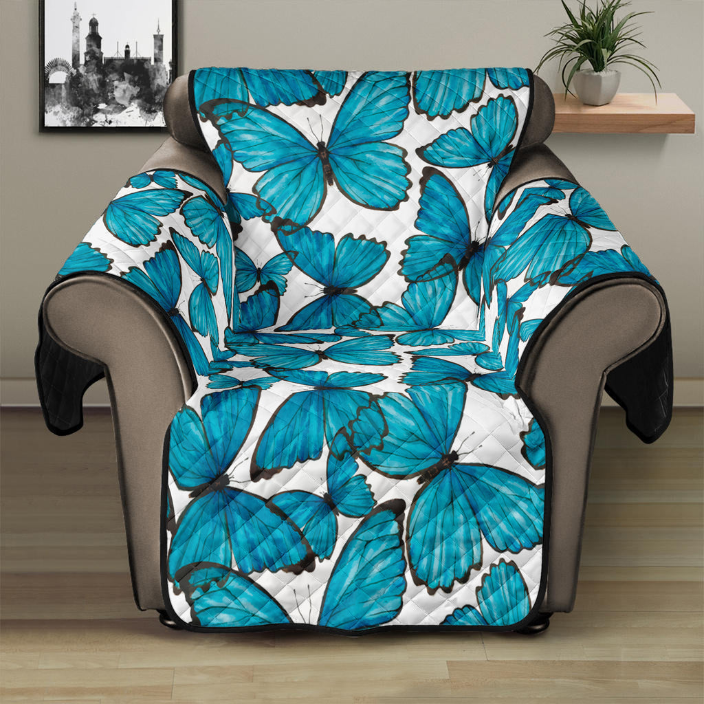 Blue Watercolor Butterfly Pattern Print Recliner Protector