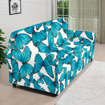 Blue Watercolor Butterfly Pattern Print Sofa Cover