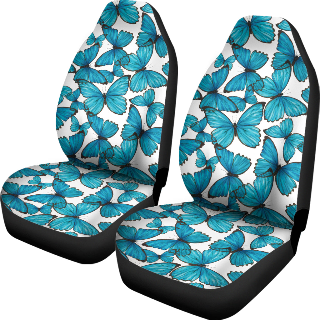 Blue Watercolor Butterfly Pattern Print Universal Fit Car Seat Covers