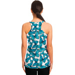 Blue Watercolor Butterfly Pattern Print Women's Racerback Tank Top