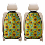 Blue Watercolor Sunflower Pattern Print Car Seat Organizers