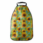Blue Watercolor Sunflower Pattern Print Car Seat Organizers