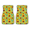 Blue Watercolor Sunflower Pattern Print Front Car Floor Mats