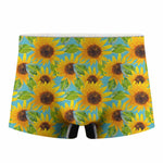 Blue Watercolor Sunflower Pattern Print Men's Boxer Briefs