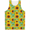 Blue Watercolor Sunflower Pattern Print Men's Tank Top