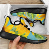 Blue Watercolor Sunflower Pattern Print Mesh Knit Shoes GearFrost