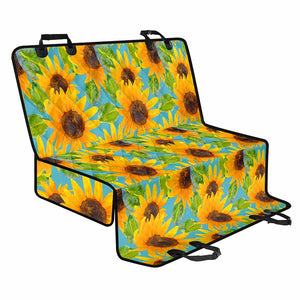 Blue Watercolor Sunflower Pattern Print Pet Car Back Seat Cover