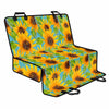 Blue Watercolor Sunflower Pattern Print Pet Car Back Seat Cover