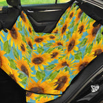 Blue Watercolor Sunflower Pattern Print Pet Car Back Seat Cover