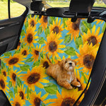 Blue Watercolor Sunflower Pattern Print Pet Car Back Seat Cover