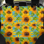 Blue Watercolor Sunflower Pattern Print Pet Car Back Seat Cover