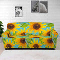 Blue Watercolor Sunflower Pattern Print Sofa Cover