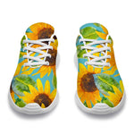 Blue Watercolor Sunflower Pattern Print Sport Shoes GearFrost