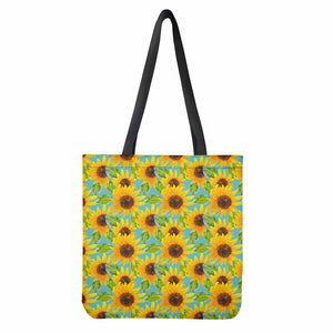 Blue Watercolor Sunflower Pattern Print Tote Bag