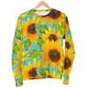 Blue Watercolor Sunflower Pattern Print Women's Crewneck Sweatshirt GearFrost