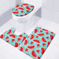 Blue Watermelon Pieces Pattern Print 3 Piece Bath Mat Set
