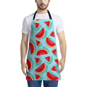 Blue Watermelon Pieces Pattern Print Apron