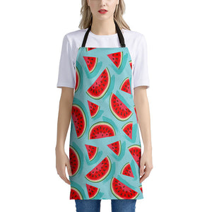 Blue Watermelon Pieces Pattern Print Apron