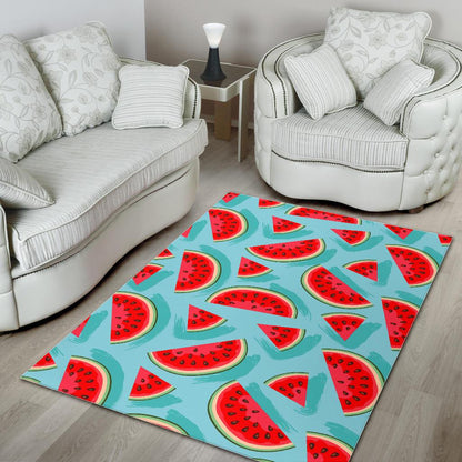 Blue Watermelon Pieces Pattern Print Area Rug GearFrost