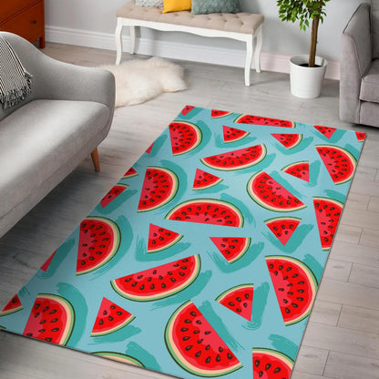 Blue Watermelon Pieces Pattern Print Area Rug GearFrost