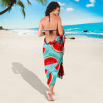 Blue Watermelon Pieces Pattern Print Beach Sarong Wrap