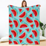 Blue Watermelon Pieces Pattern Print Blanket