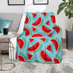 Blue Watermelon Pieces Pattern Print Blanket