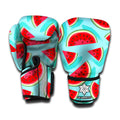Blue Watermelon Pieces Pattern Print Boxing Gloves