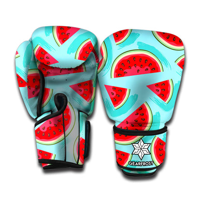 Blue Watermelon Pieces Pattern Print Boxing Gloves