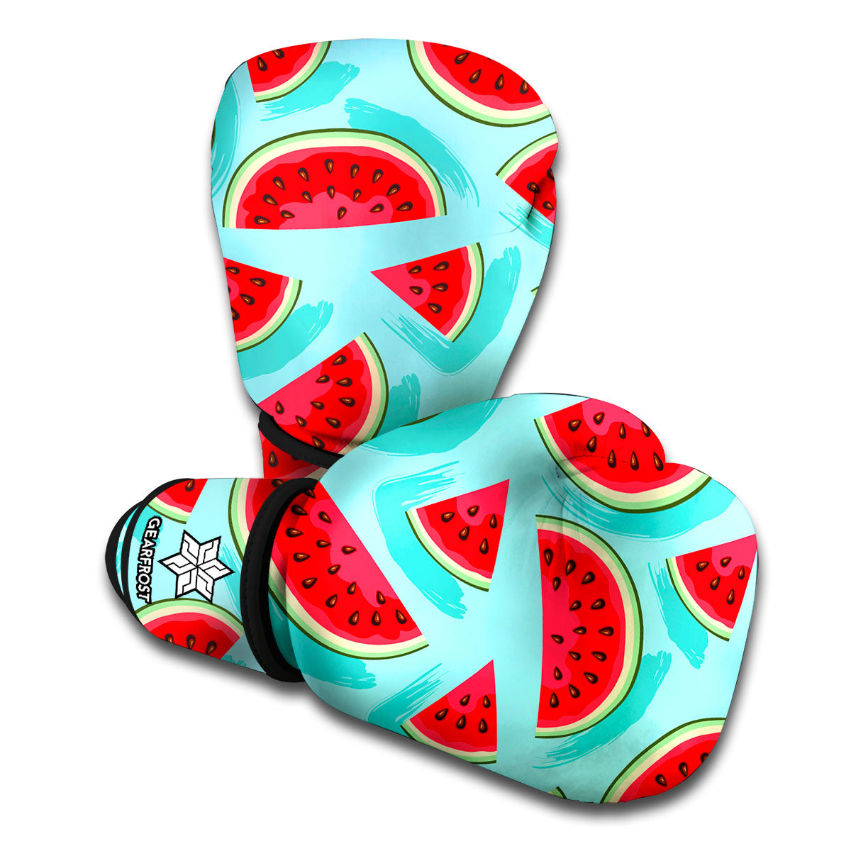 Blue Watermelon Pieces Pattern Print Boxing Gloves