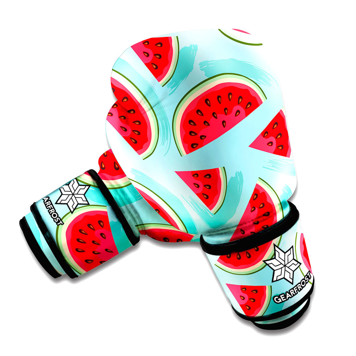 Blue Watermelon Pieces Pattern Print Boxing Gloves