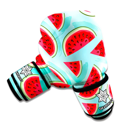 Blue Watermelon Pieces Pattern Print Boxing Gloves