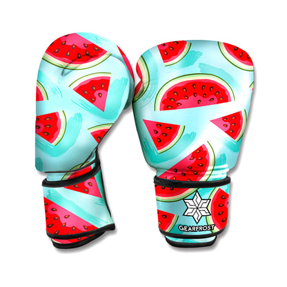 Blue Watermelon Pieces Pattern Print Boxing Gloves