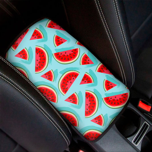 Blue Watermelon Pieces Pattern Print Car Center Console Cover